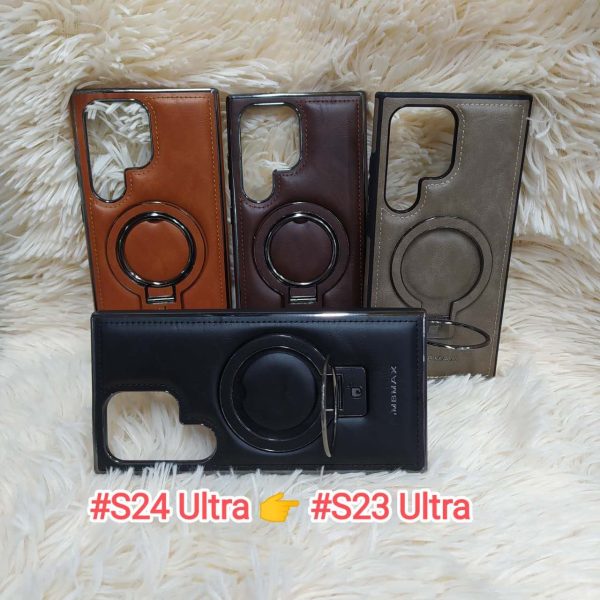 R.MB Max premium leather case with back stand and magsafe support case available for samsung s24 Ultra / s23 Ultra