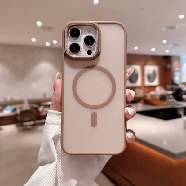 Frosted design case with metal camera bump case available for iphone