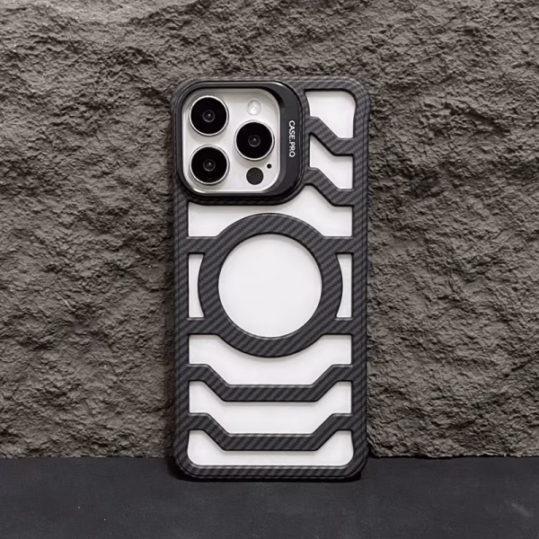 Open-Frame Carbon Fiber design iPhone Case: Enhanced Airflow and Magnetic Compatibility
