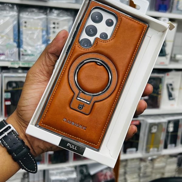 Rmbmax premium Leather  case with back stand and magsafe support