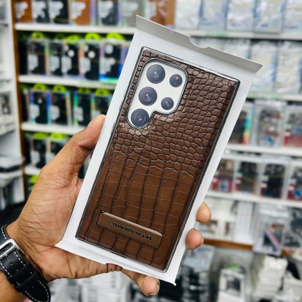 Jinduka crocodile Leather texture case with back stand and magsafe support