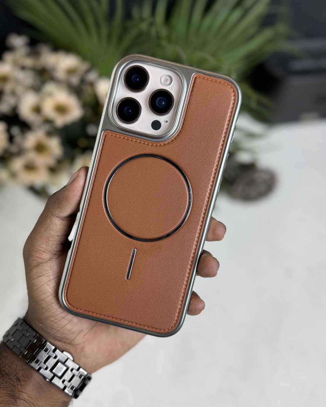 luxury leather case with magsafe support case available for iPhone ...