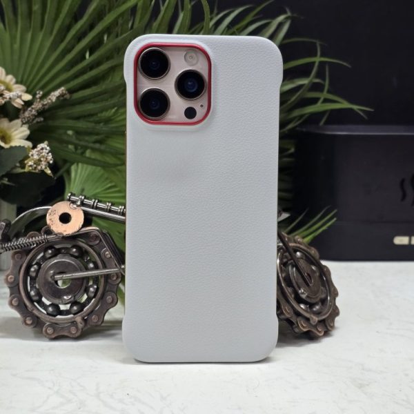 New Premium Pu Leather Side Cute Slim Hard Case With Camera Metal Frame