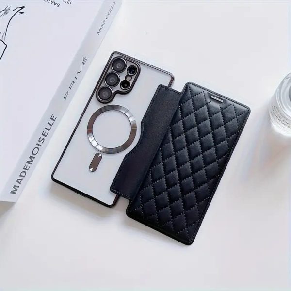 Pu Leather Transparent Magsafe Support Flip Soft Case For Samsung