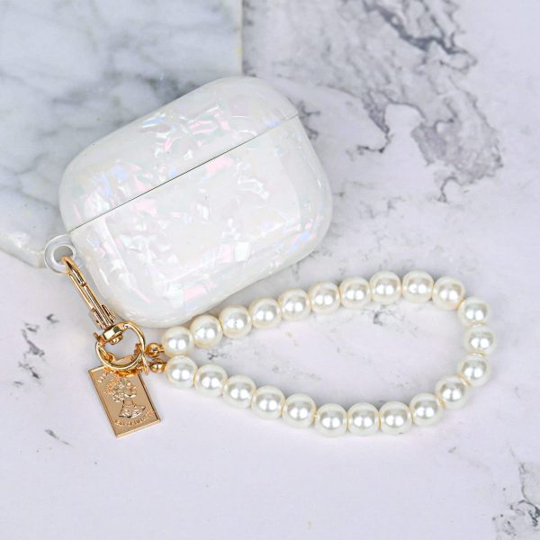 Marbel design airpods case with pearls