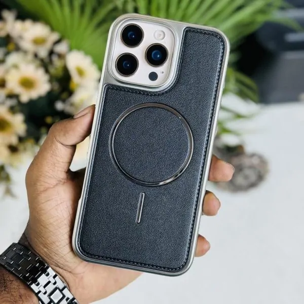 luxury leather case with magsafe support case available for iPhone